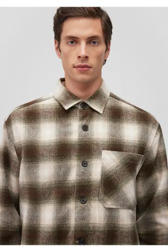 Plaid Brown Shirt Loose Fit - 5