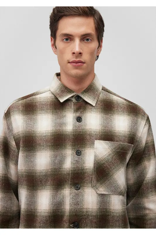 Plaid Brown Shirt Loose Fit - 5