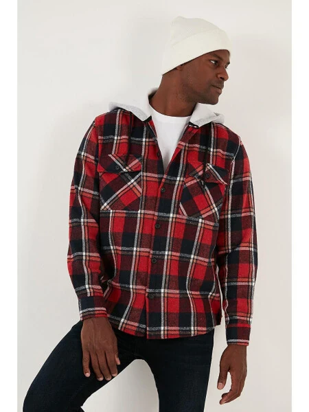 Plaid Double Pocket Hooded Lumberjack Shirt CF22W2650 - LC WAIKIKI