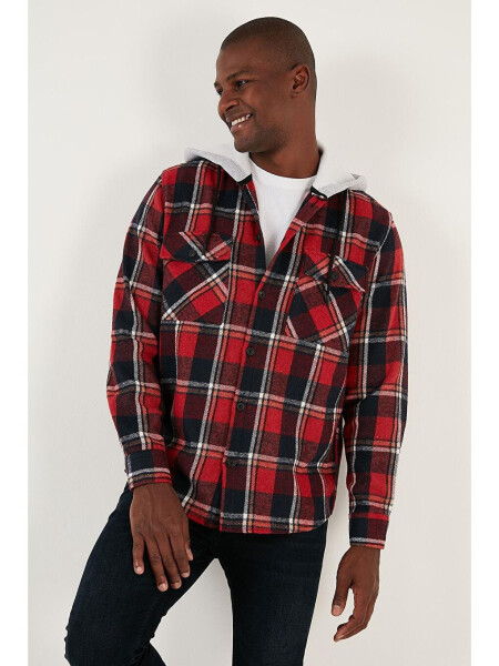 Plaid Double Pocket Hooded Lumberjack Shirt CF22W2650 - 4
