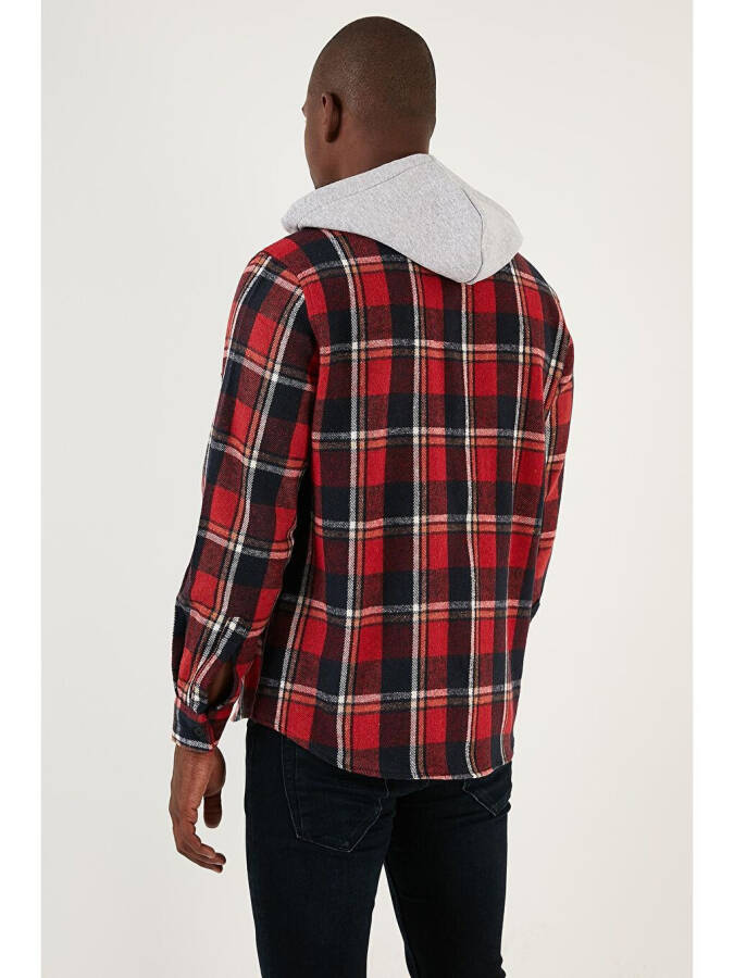Plaid Double Pocket Hooded Lumberjack Shirt CF22W2650 - 5