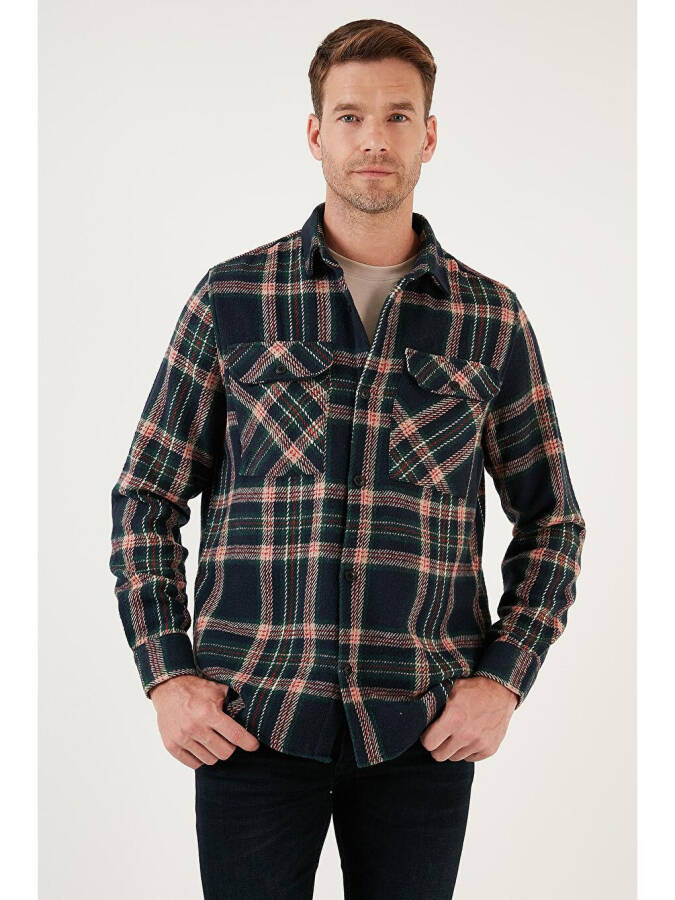 Plaid Double Pocket Regular Fit Winter Lumberjack Shirt CF24W127159 - 13