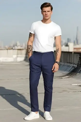 Plaid&Plain Men’s Slim Fit Khaki Pants Men’s Tapered Chino Pants - 6