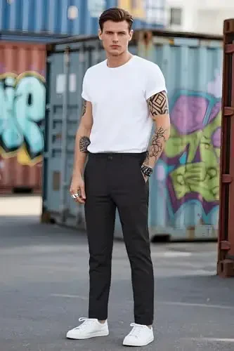 Plaid&Plain Men’s Slim Fit Khaki Pants Men’s Tapered Chino Pants - 6