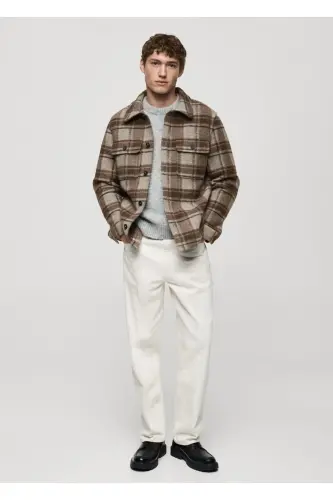 Plaid flannel shirt jacket - MANGO MAN (1)