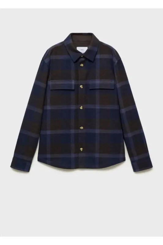 Plaid flannel shirt jacket - Blue - 3