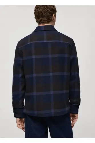 Plaid flannel shirt jacket - Blue - 4