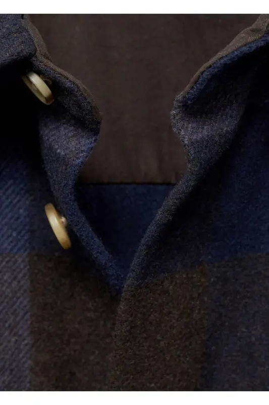 Plaid flannel shirt jacket - Blue - 5