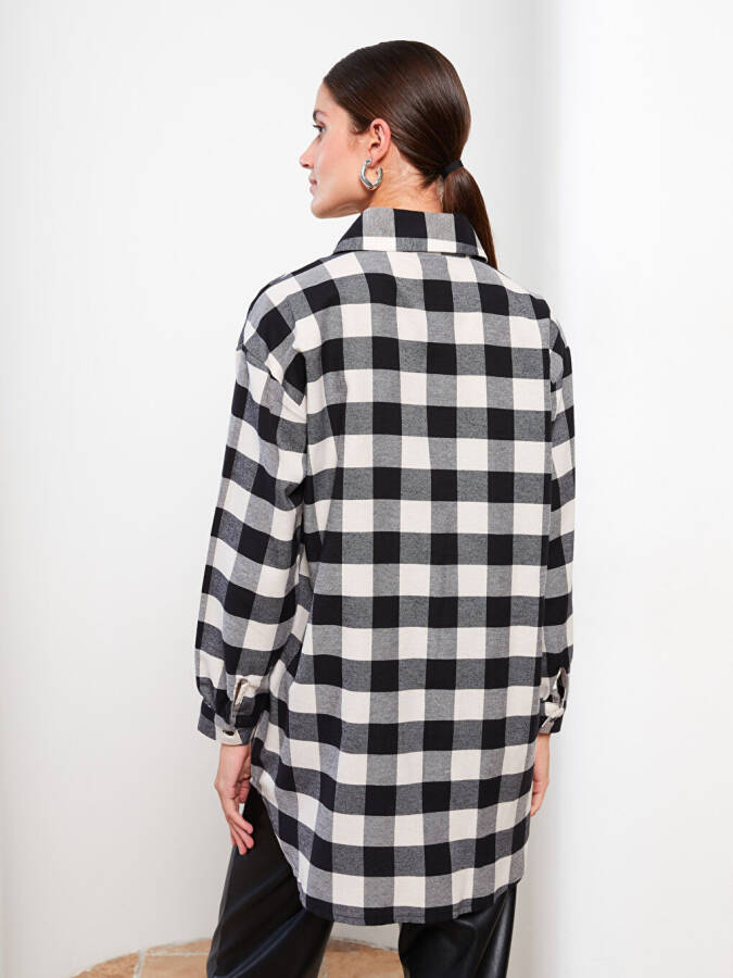 Plaid Long Sleeve Oversize Women's Shirt Tunic - 12