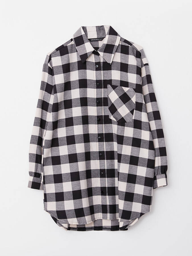 Plaid Long Sleeve Oversize Women's Shirt Tunic - 13