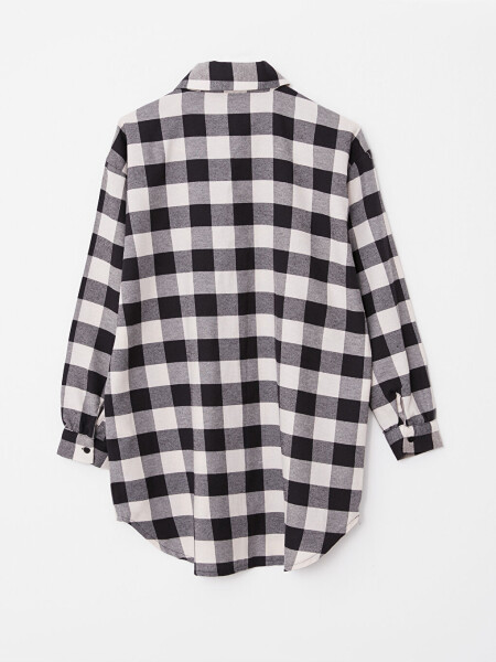 Plaid Long Sleeve Oversize Women's Shirt Tunic - 14