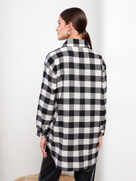 Plaid Long Sleeve Oversize Women's Shirt Tunic - 5