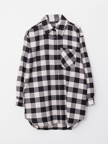 Plaid Long Sleeve Oversize Women's Shirt Tunic - 6