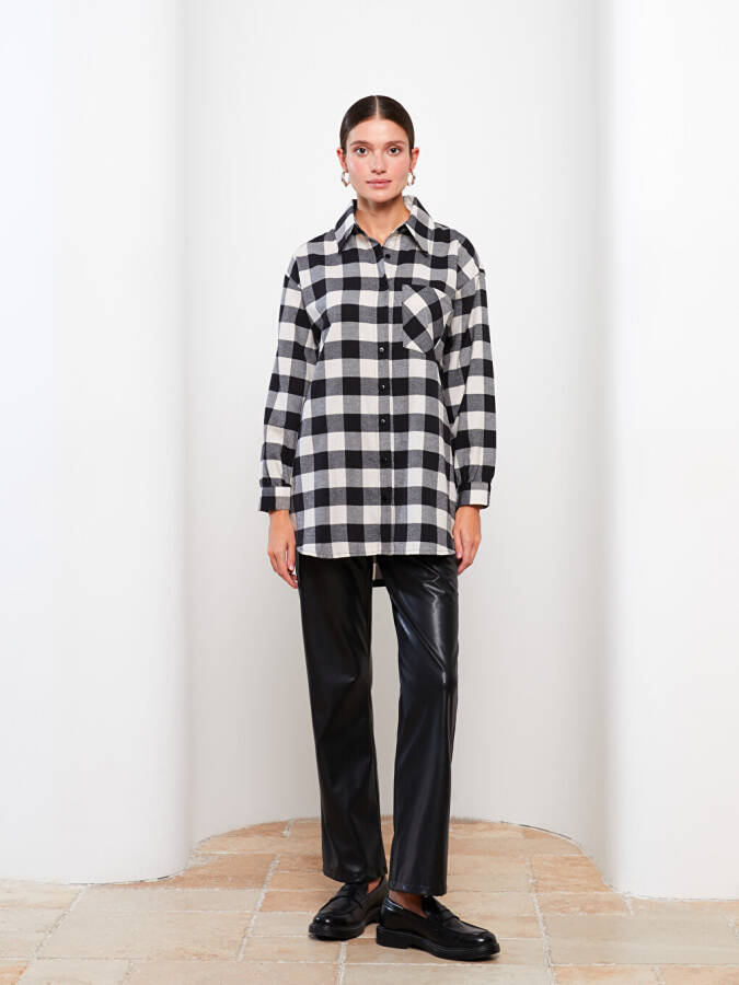 Plaid Long Sleeve Oversize Women's Shirt Tunic - 16