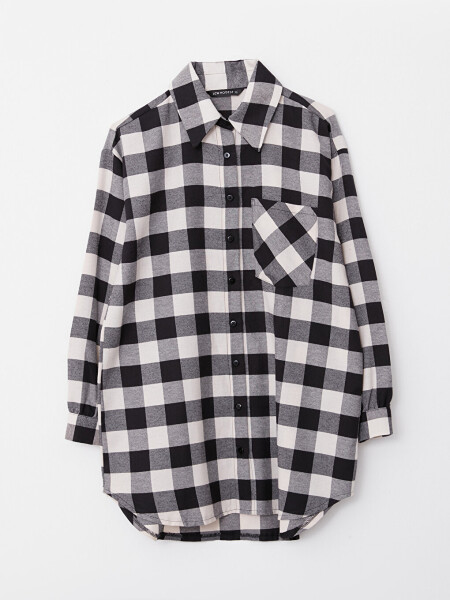 Plaid Long Sleeve Oversize Women's Shirt Tunic - 20