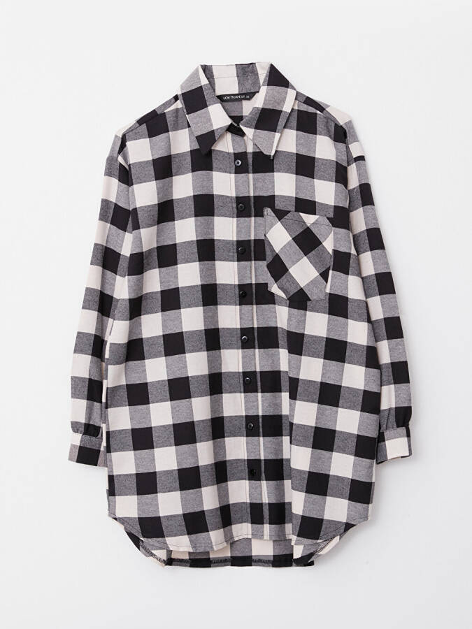 Plaid Long Sleeve Oversize Women's Shirt Tunic - 20