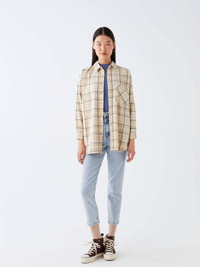 Plaid Long Sleeve Oversized Women's Shirt Tunic - 10