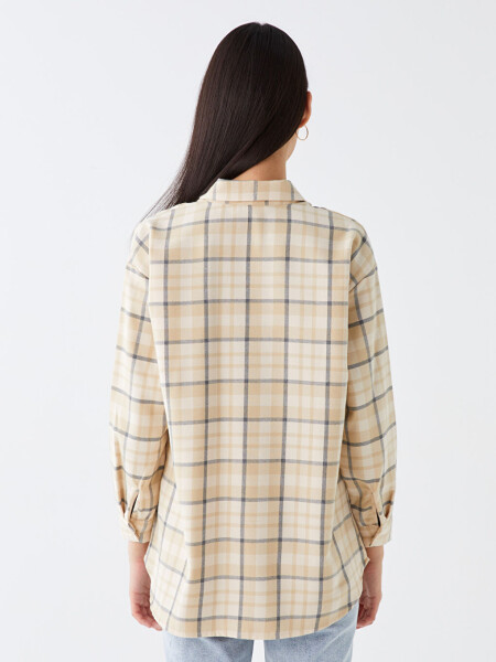 Plaid Long Sleeve Oversized Women's Shirt Tunic - 12