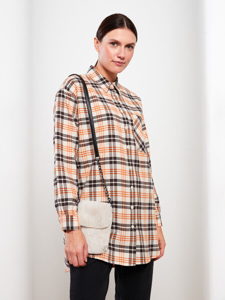 Plaid Long Sleeve Oversized Women's Shirt Tunic - 9