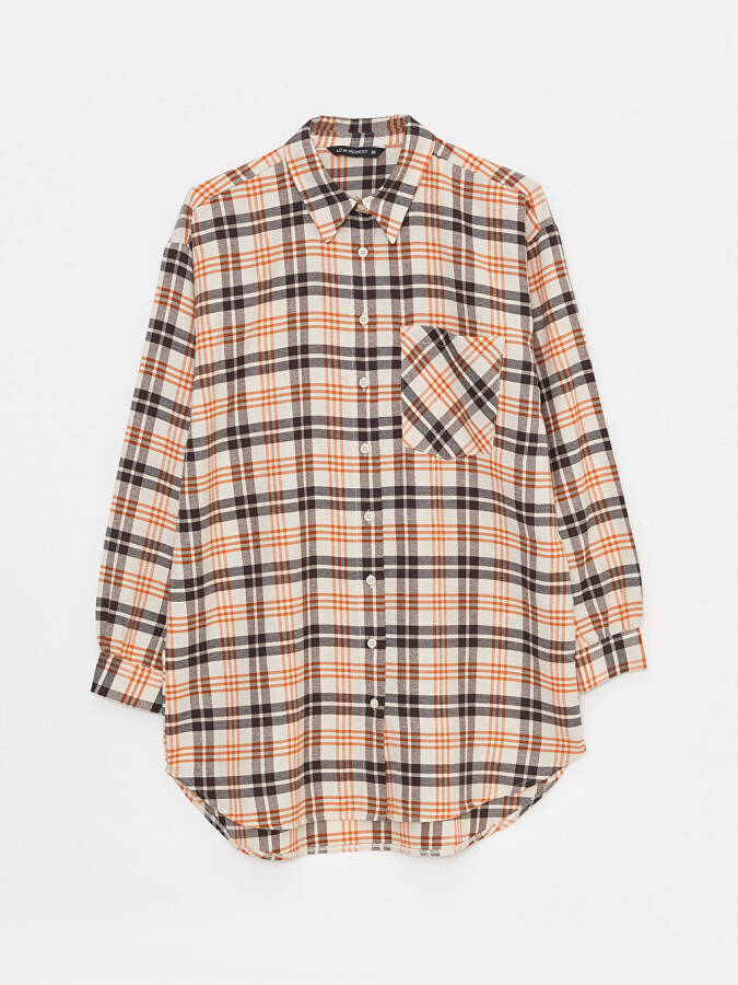 Plaid Long Sleeve Oversized Women's Shirt Tunic - 13