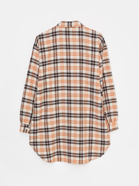 Plaid Long Sleeve Oversized Women's Shirt Tunic - 14