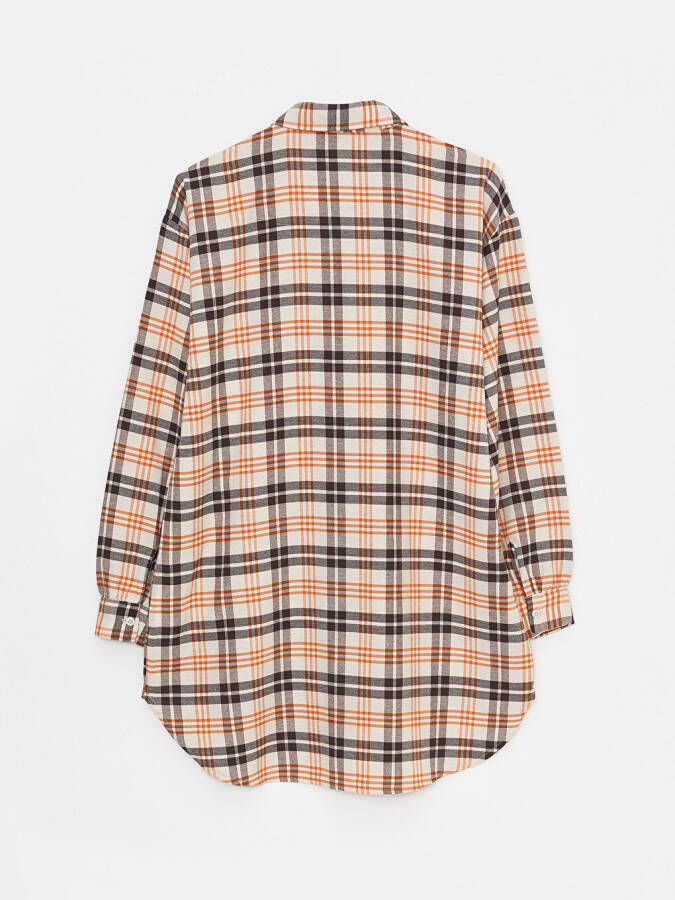 Plaid Long Sleeve Oversized Women's Shirt Tunic - 7