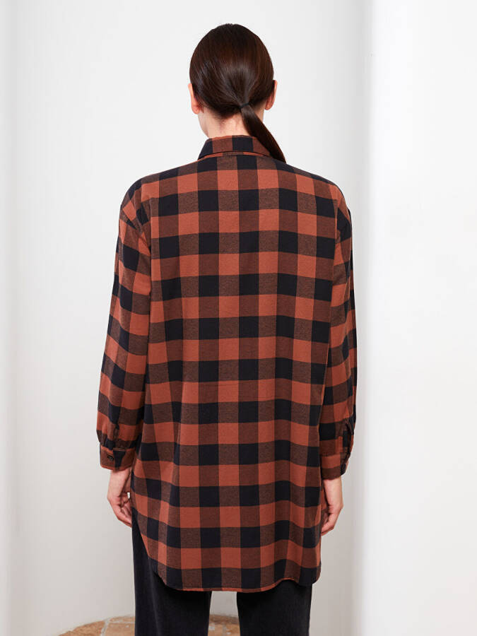 Plaid Long Sleeve Oversized Women's Shirt Tunic - 12