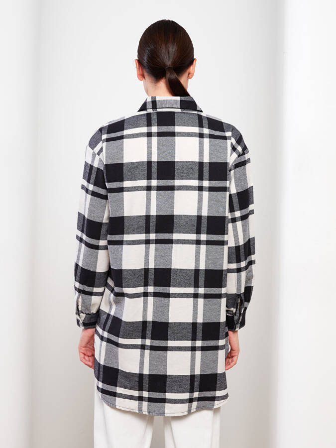 Plaid Long Sleeve Oversized Women's Shirt Tunic - 12