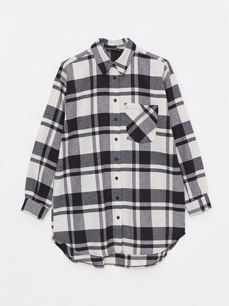 Plaid Long Sleeve Oversized Women's Shirt Tunic - 13