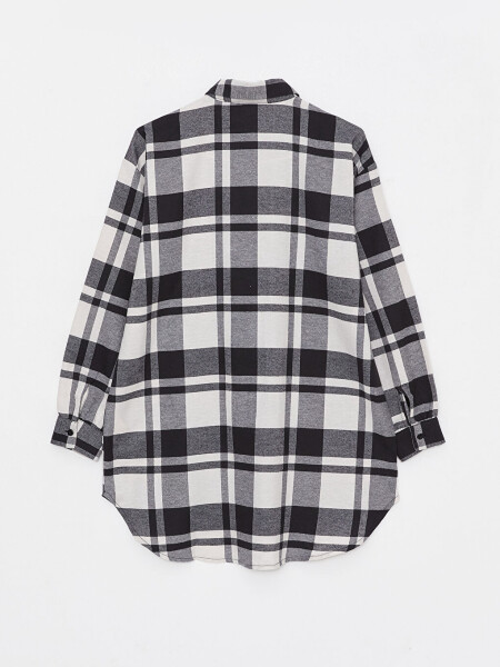 Plaid Long Sleeve Oversized Women's Shirt Tunic - 14