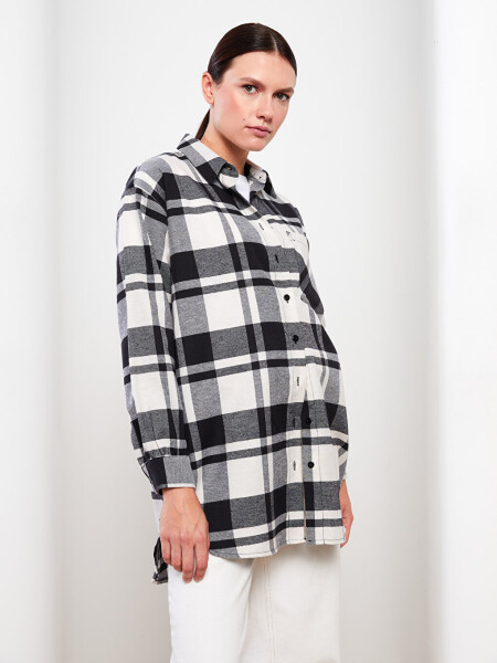 Plaid Long Sleeve Oversized Women's Shirt Tunic - 16