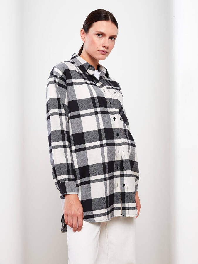 Plaid Long Sleeve Oversized Women's Shirt Tunic - 16