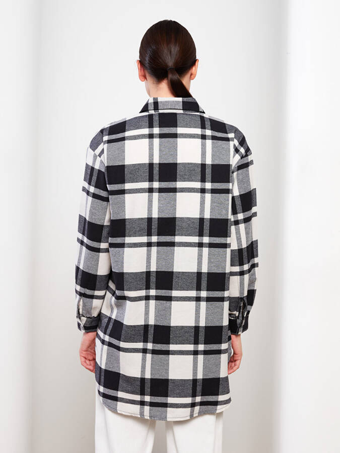 Plaid Long Sleeve Oversized Women's Shirt Tunic - 19