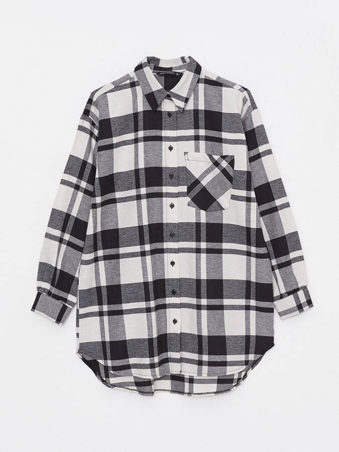 Plaid Long Sleeve Oversized Women's Shirt Tunic - 20