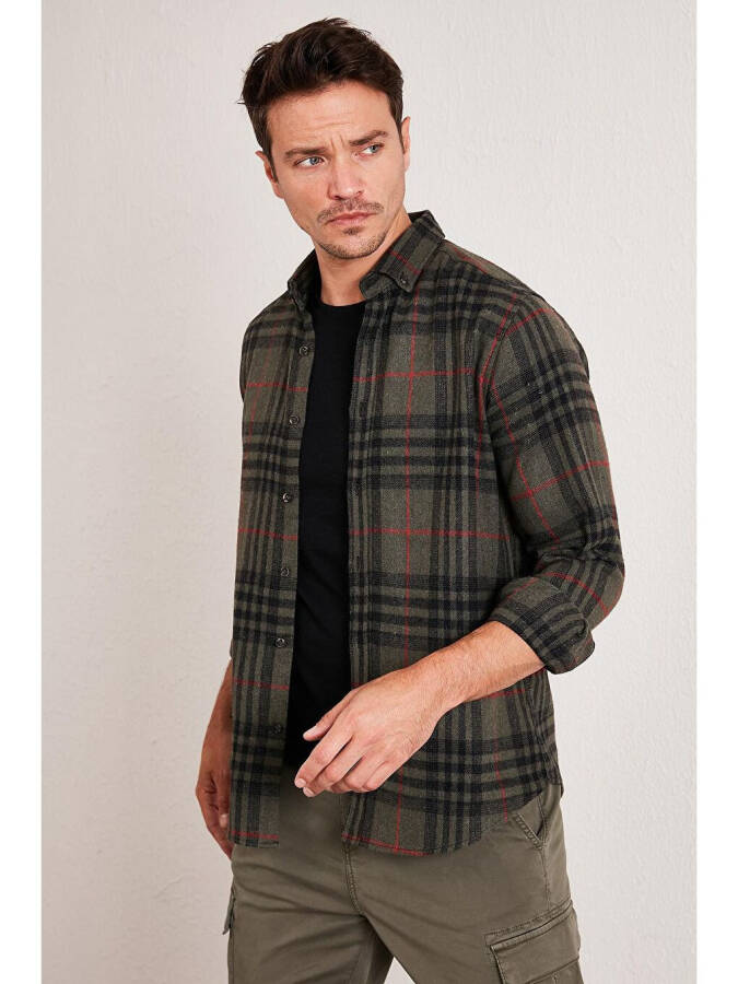 Plaid Long Sleeve Winter Lumberjack Shirt CF21W112844 - 12