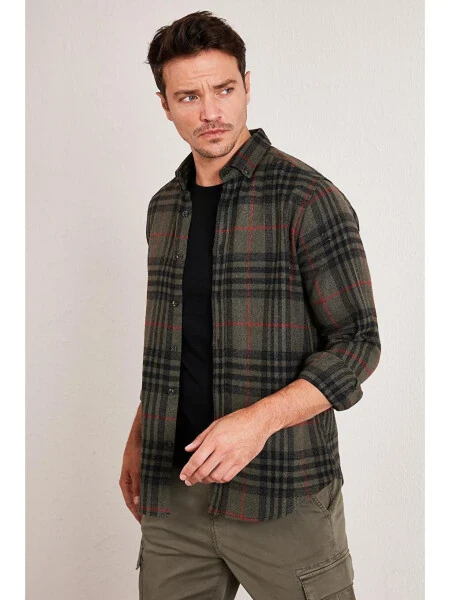 Plaid Long Sleeve Winter Lumberjack Shirt CF21W112844 - LC WAIKIKI (1)