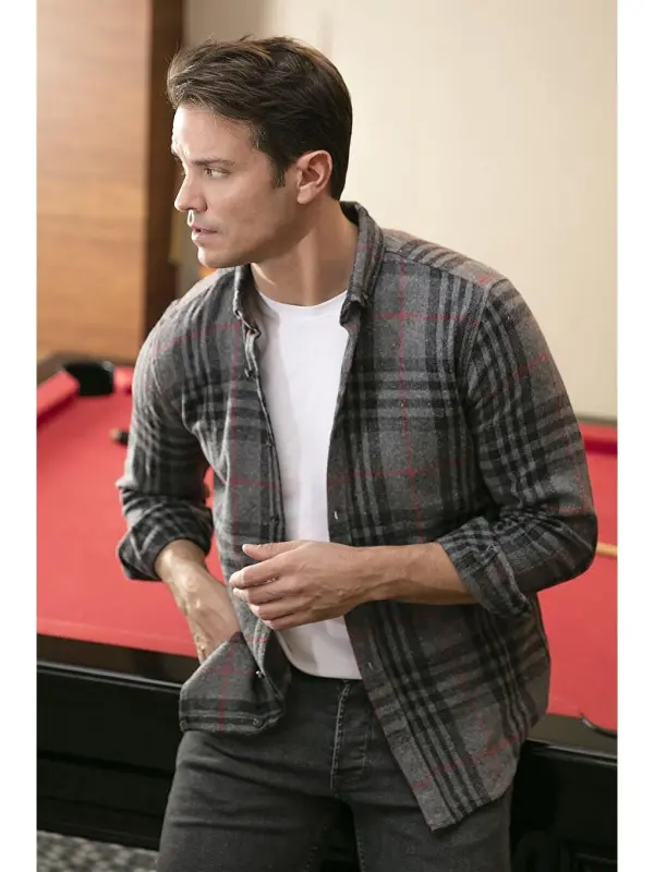 Plaid Long Sleeve Winter Lumberjack Shirt CF21W112844-Anthracite - 1