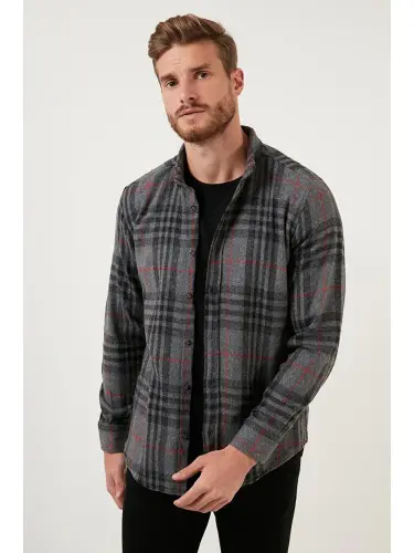 Plaid Long Sleeve Winter Lumberjack Shirt CF21W112844-Anthracite - 4