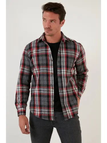 Plaid Long Sleeve Winter Lumberjack Shirt CF21W112844-Gray - 2