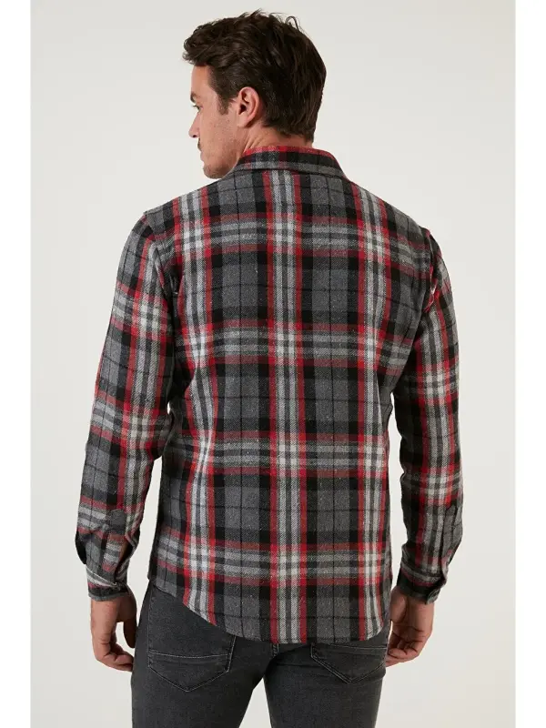 Plaid Long Sleeve Winter Lumberjack Shirt CF21W112844-Gray - 5