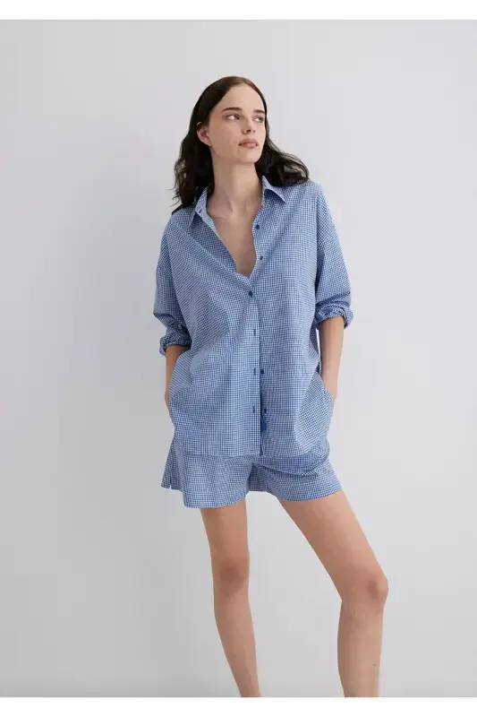 Plaid Navy Blue Shirt Oversize / Wide Cut 1211 - 2