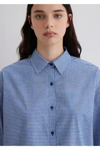 Plaid Navy Blue Shirt Oversize / Wide Cut 1211 - 5