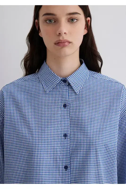 Plaid Navy Blue Shirt Oversize / Wide Cut 1211 - 5