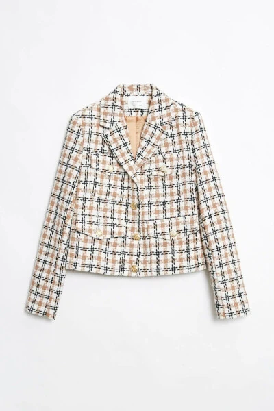 Plaid Pattern, 4 Pocket, Lined Stylish Women's Jacket - ÇNRU