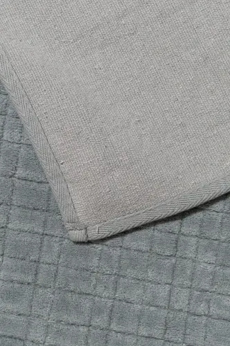 Plaid Patterned 2-Piece Bath Mat Set - 100% Cotton-Gray - SENAX (1)