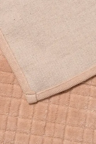 Plaid Patterned 2-Piece Bath Mat Set - 100% Cotton-Salmon - GENEL MARKALAR (1)