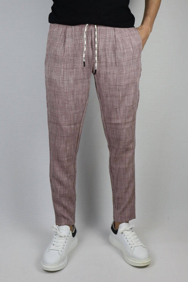 Plaid Patterned, Pleated, Belted Trousers - 2