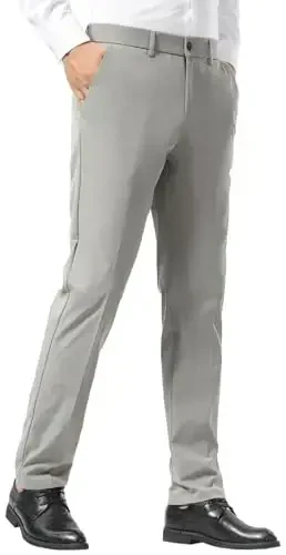 Plaid & Plain erkaklar kostyumi tor shimlar Slim Fit Stretch Haki shimlar Ajinlarsiz - PLAID&PLAIN