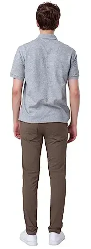 Plaid & Plain erkaklar uchun tor, cho'ziluvchan xaki shimlar, rangli shimlar, slim fit shimlar, konusli shimlar - 2