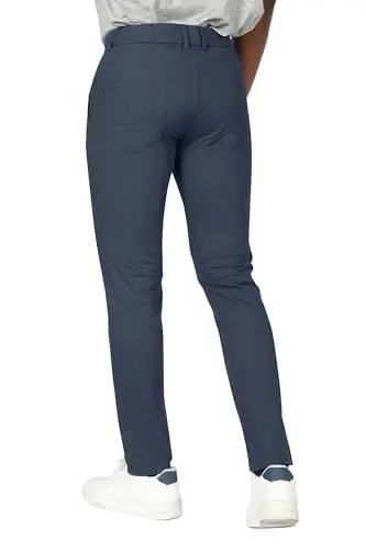 Plaid & Plain erkaklar uchun tor, cho'ziluvchan xaki shimlar, rangli shimlar, slim fit shimlar, konusli shimlar - 5